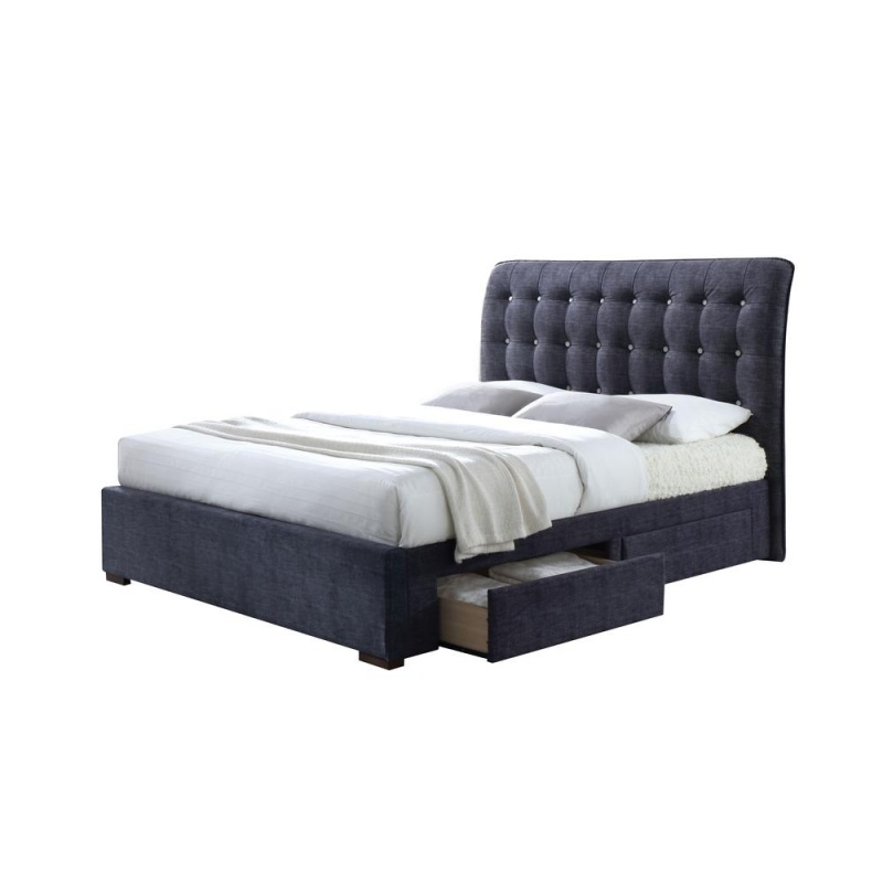 Drorit Queen Bed W/Storage, Dark Gray Fabric (1Set/5Ctn)