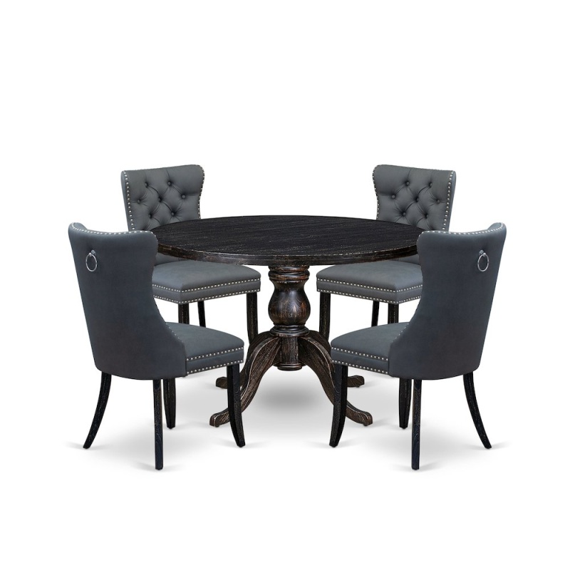 5-Piece Dining Table Set In Platinum Gray Color