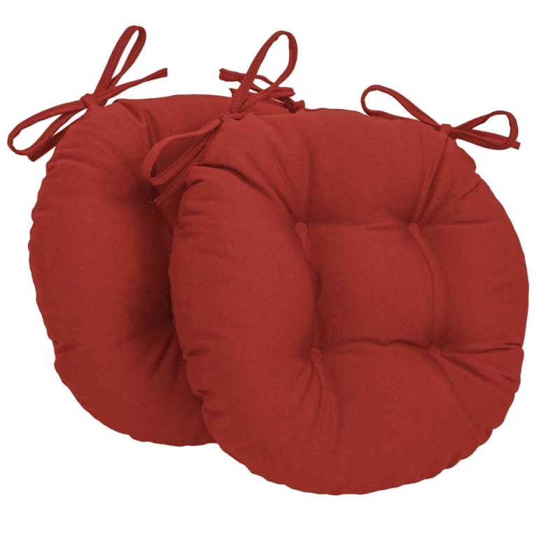 16-Inch Solid Twill Round Tufted Chair Cushions (Set Of 2)