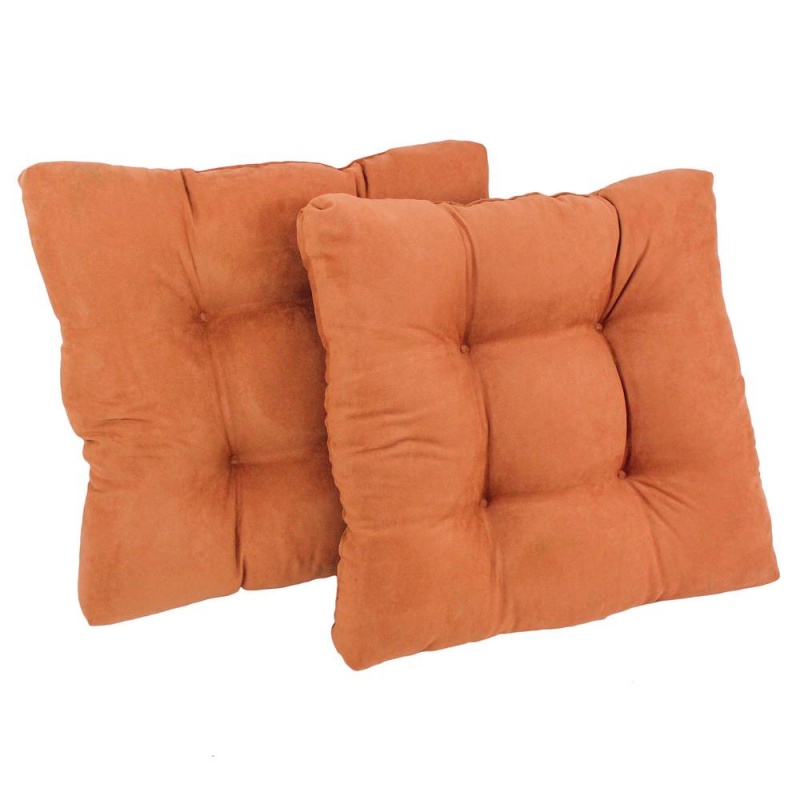 19-Inch Squared Microsuede Tufted Dining Chair Cushion Set of Two