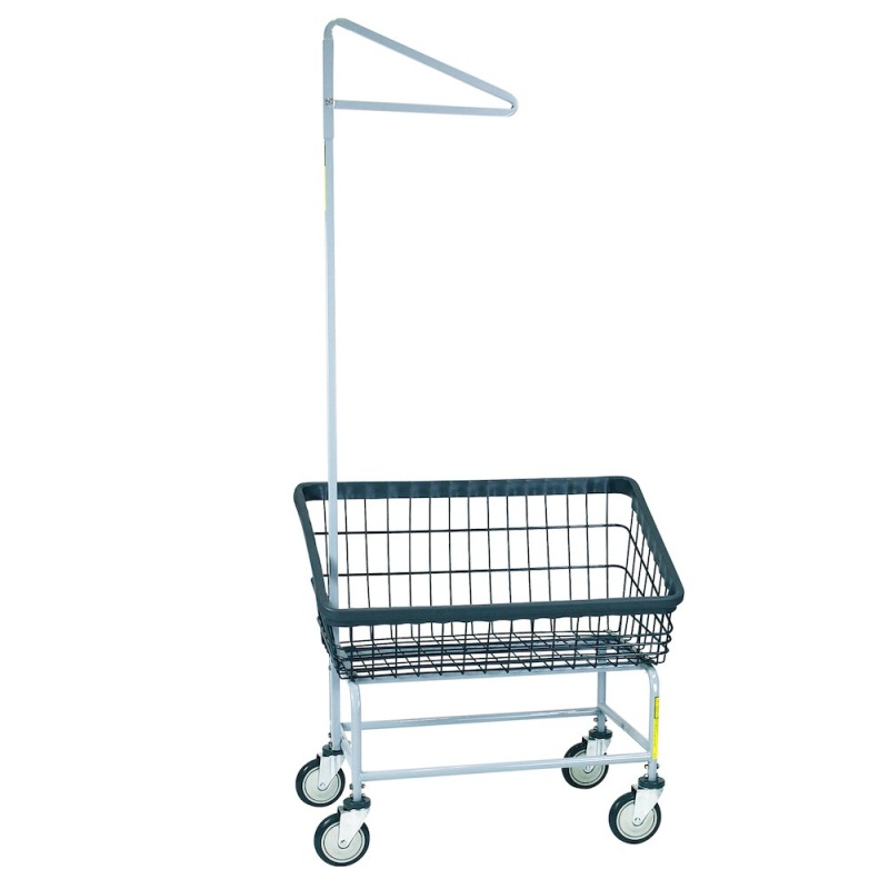 Dura-Seven Large Front Load Wire Laundry Cart with Single Pole Rack