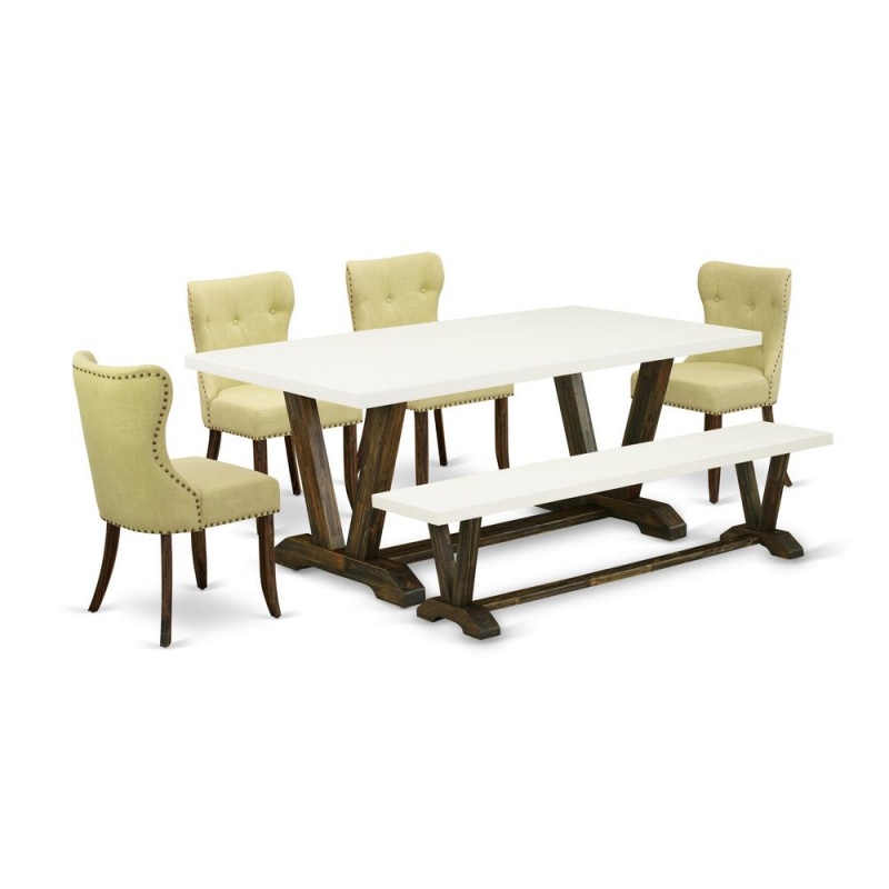 6-Piece Modern Dining Set with 4 Parson Chairs
