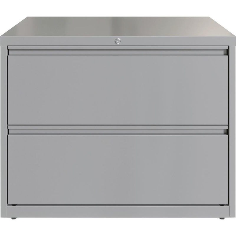 Lorell 36" Silver Lateral File - 2-Drawer - 36" X 18.6" X 28" - 2 X Drawer(S) For File - Letter, Legal, A4 - Hanging Rail, Magnetic Label Holder, Locking Drawer, Locking Bar, Ball Bearing Slide, Reinf