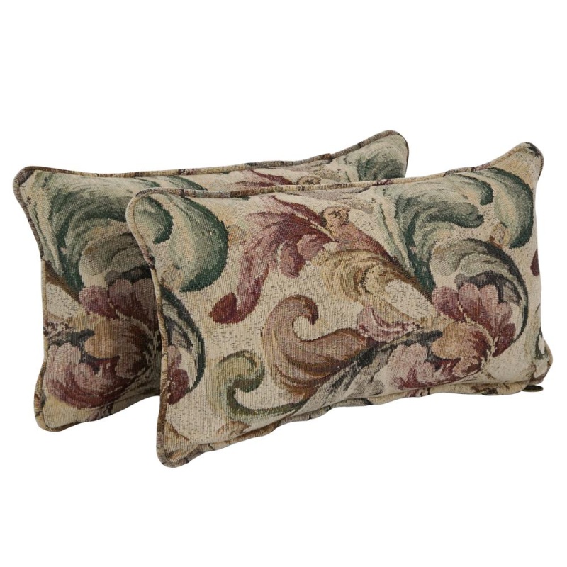 18-Inch Double-Corded Patterned Jacquard Chenille Rectangular Throw Pillows with Inserts (Set of 2)