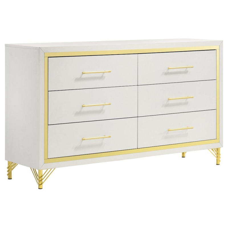 Lucia 6-Drawer Dresser Cabinet White
