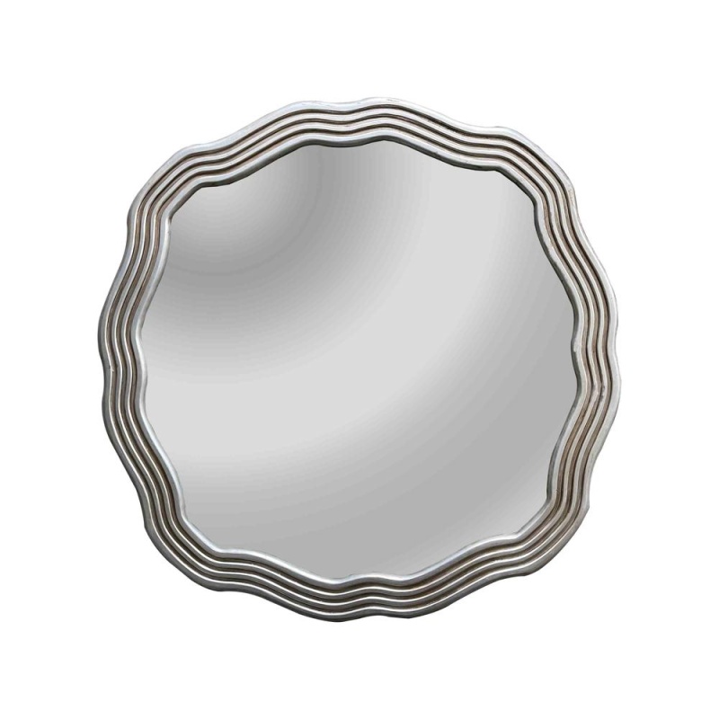 Chloe's Reflection Contemporary-Style Silver Finish Round Wall Mirror, 33" Wide