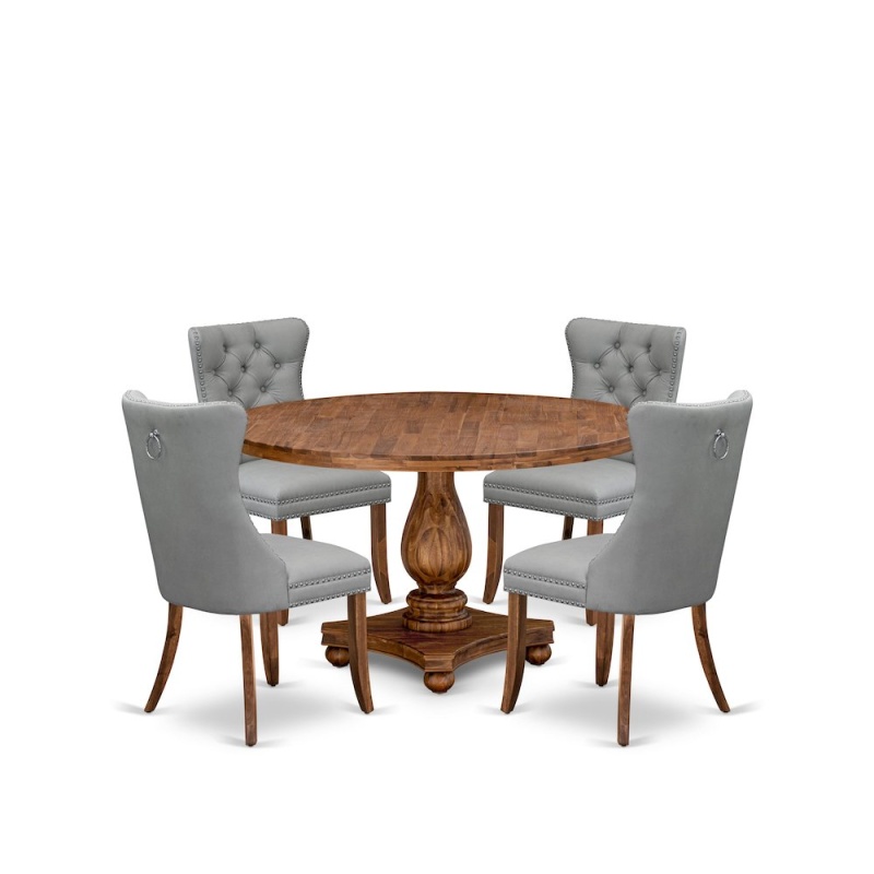 5-Pc Dining Room Table Set with 4 Light Gray Parson Chairs
