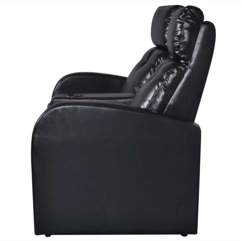 Vidaxl 2-Seater Home Theater Recliner Sofa Black Faux Leather
