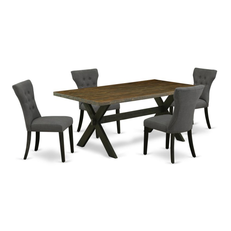 5-Piece Mid Century Dining Table Set with 4 Parson Chairs