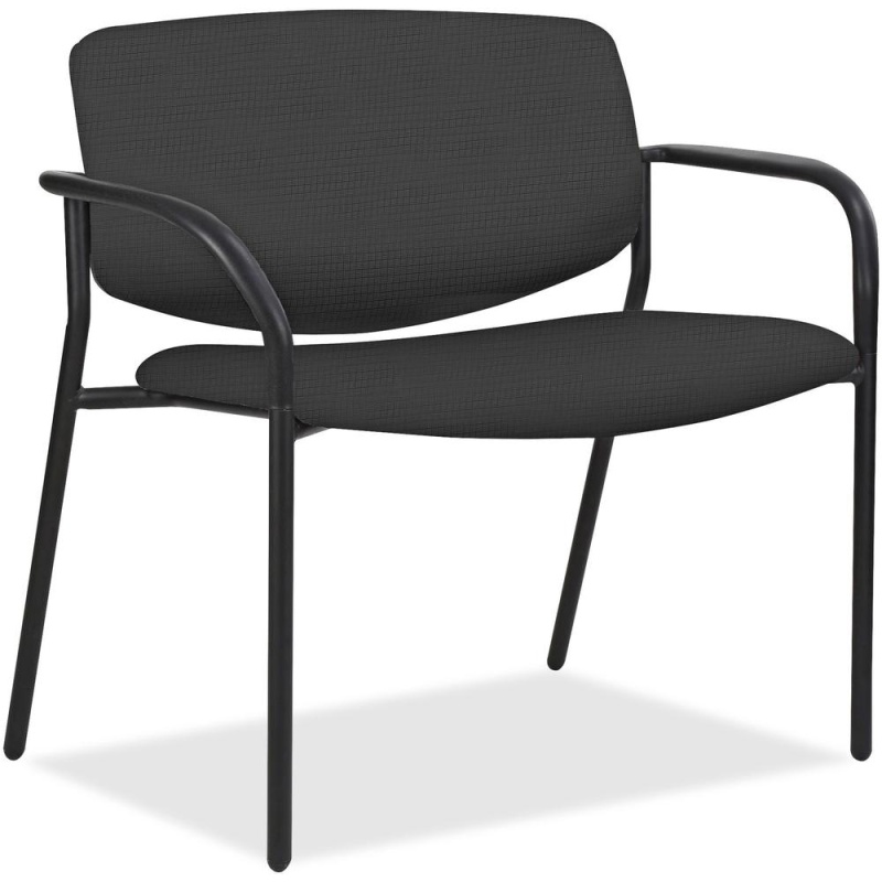 Lorell Bariatric Guest Chairs With Fabric Seat & Back - Ash Steel, Crepe Fabric Seat - Ash Steel Back - Powder Coated, Black Tubular Steel Frame - Four-Legged Base - 1 Each