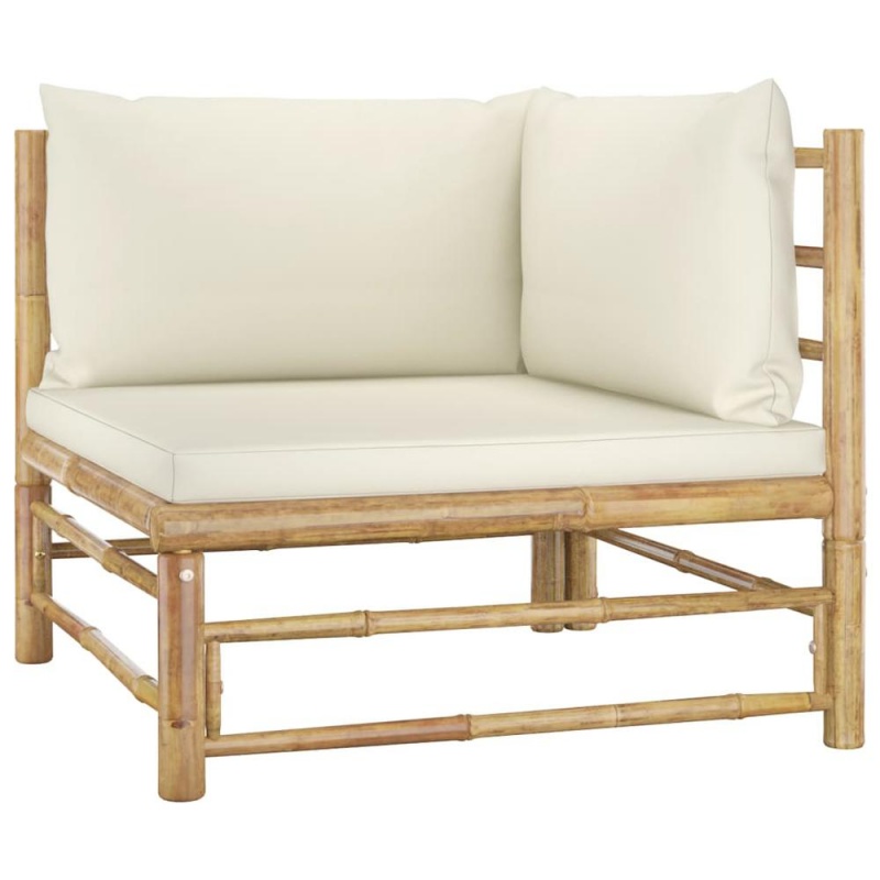 Vidaxl 7 Piece Garden Lounge Set With Cream White Cushions Bamboo 8199