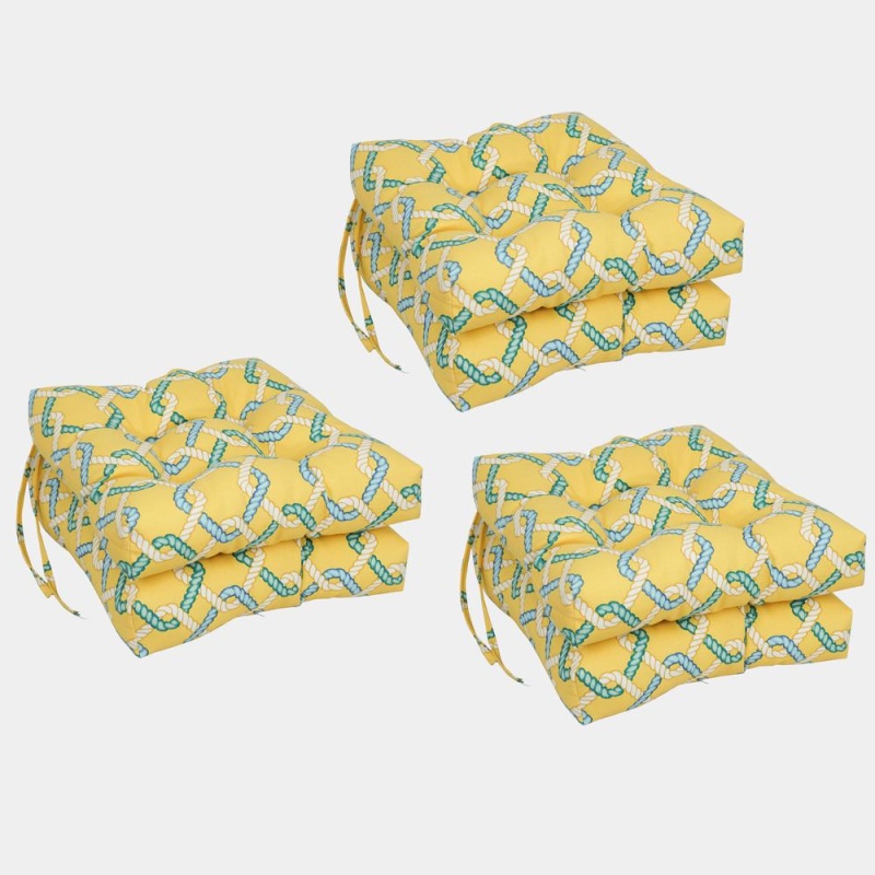 16-Inch Spun Polyester Outdoor Square Tufted Chair Cushions (Set Of 6) 916X16sq-T-6Ch-Od-105