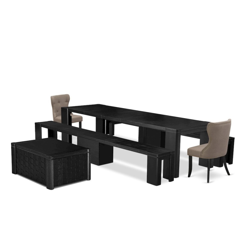 6-Piece Dining Room Table Set with Rectangular Dining Table and Coffee Table