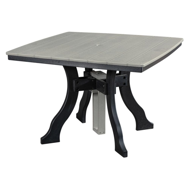 Dining Height Square Table In Light Grey With A Black Base
