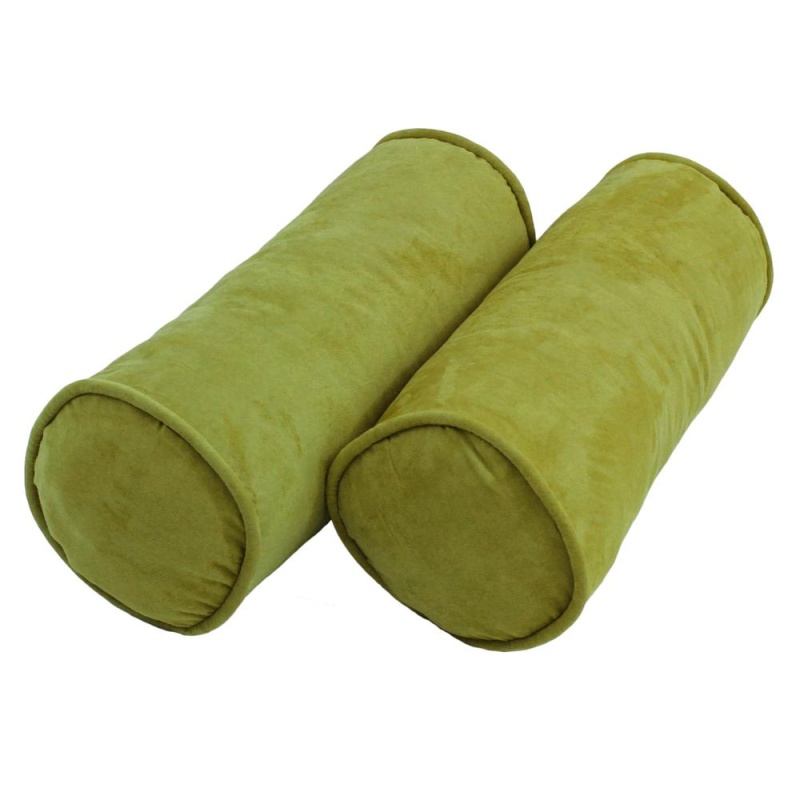 20-Inch By 8-Inch Double-Corded Solid Microsuede Bolster Pillows With Inserts (Set Of 2) 9814-Cd-S2-Ms-Ml