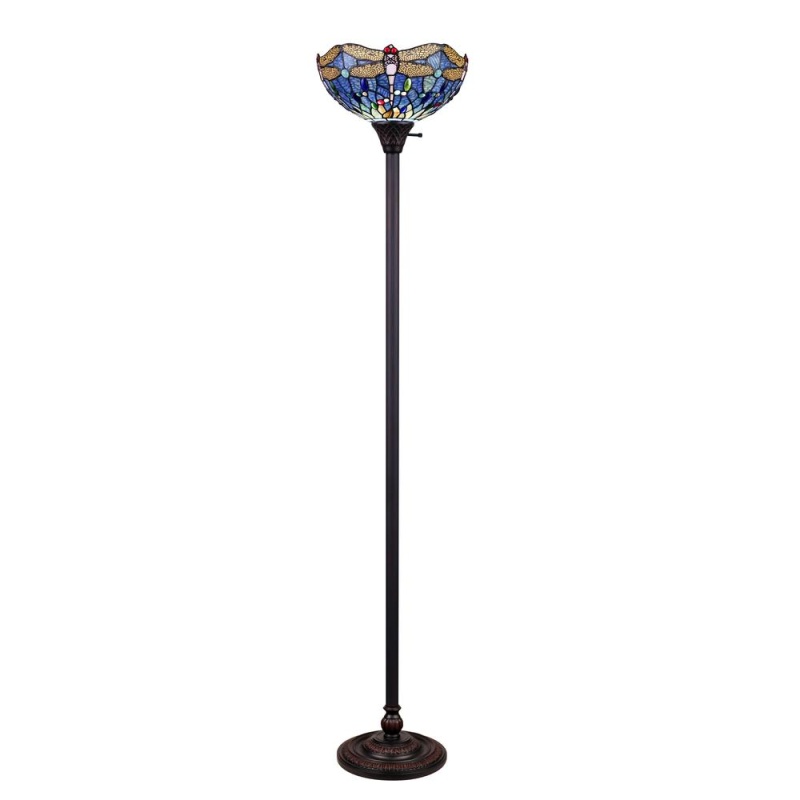 Chloe Lighting Sunniva Dragonfly-Style Dark Bronze Torchiere Floor Lamp