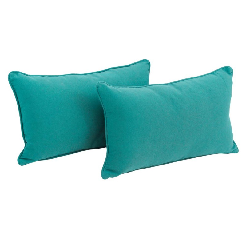 20-Inch By 12-Inch Back Support Pillows With Inserts (Set of 2), Aqua Blue