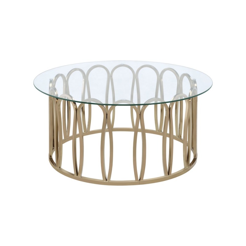 Monett Round Glass Top Coffee Table Chocolate Chrome