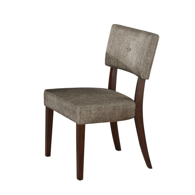 Drake Side Chair (Set-2), Gray Fabric & Espresso