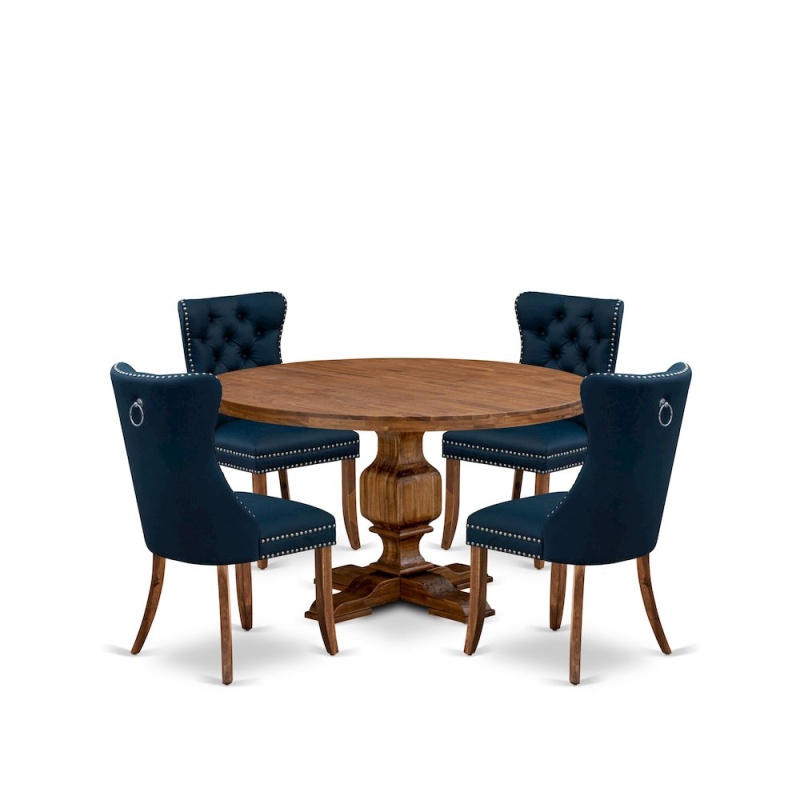 5-Piece Dining Set in Navy Blue Color