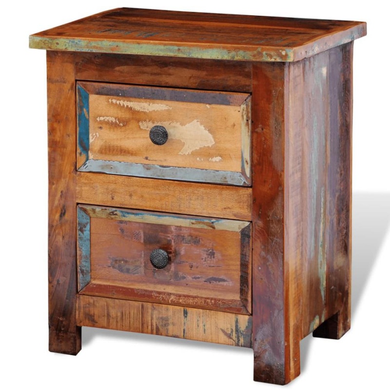 Vidaxl Nightstand With 2 Drawers Solid Reclaimed Wood