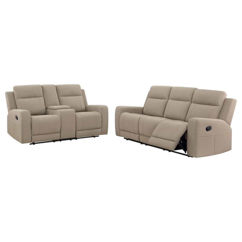 Brentwood 2-Piece Upholstered Reclining Sofa Set Taupe