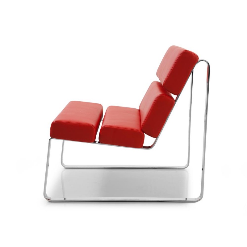 Angel Chair Red Faux Leather Chrome Frame