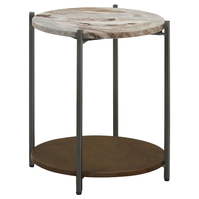 Noemie Round Marble Top Accent Side Table