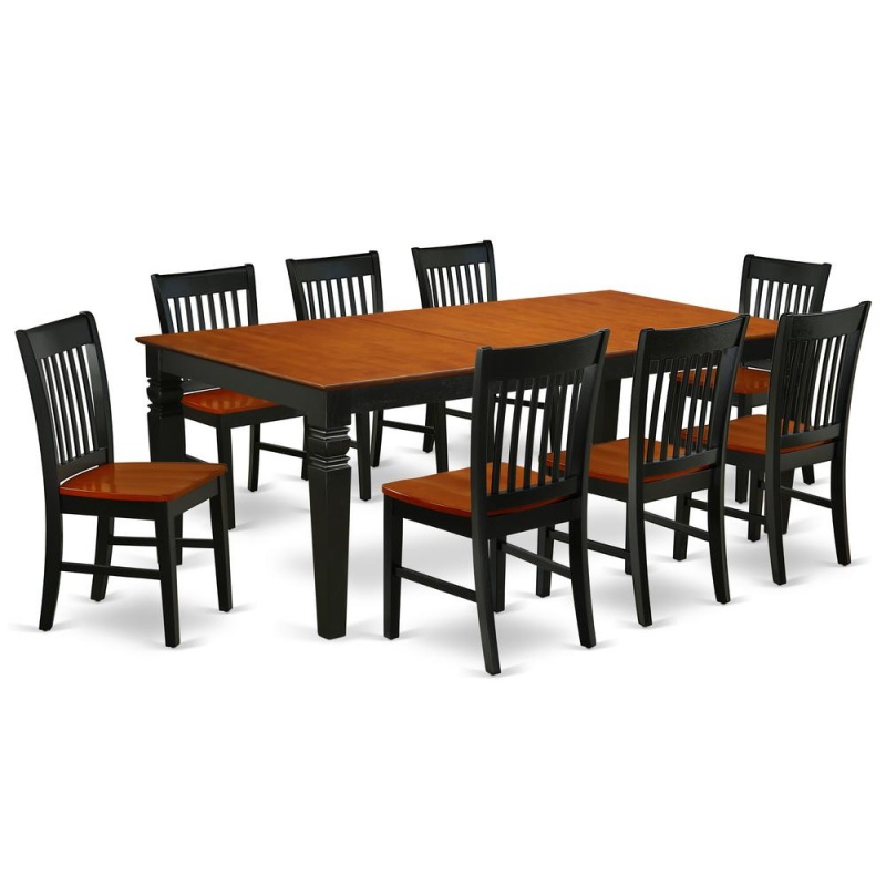 Dining Room Set Black & Cherry, Lgno9-Bch-w