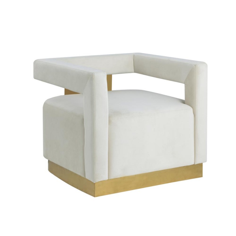 Connor Velvet Upholstered Accent Chair In White