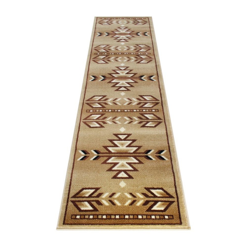Lodi Collection Southwestern 2' X 7' Brown Area Rug - Olefin Rug With Jute Backing For Hallway, Entryway, Bedroom, Living Room