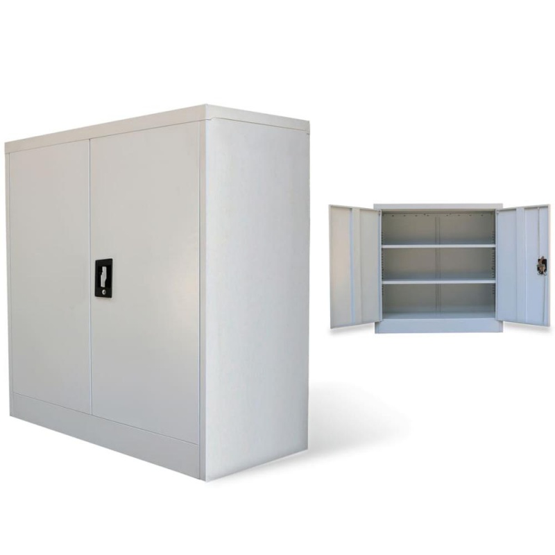 Vidaxl Office Cabinet With 2 Doors Gray 35.4â€ Steel