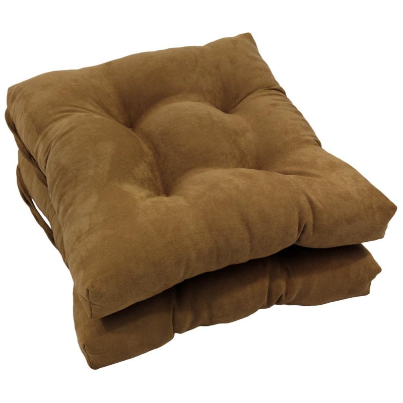 16-Inch Solid Micro Suede Square Tufted Chair Cushions (Set of 2)