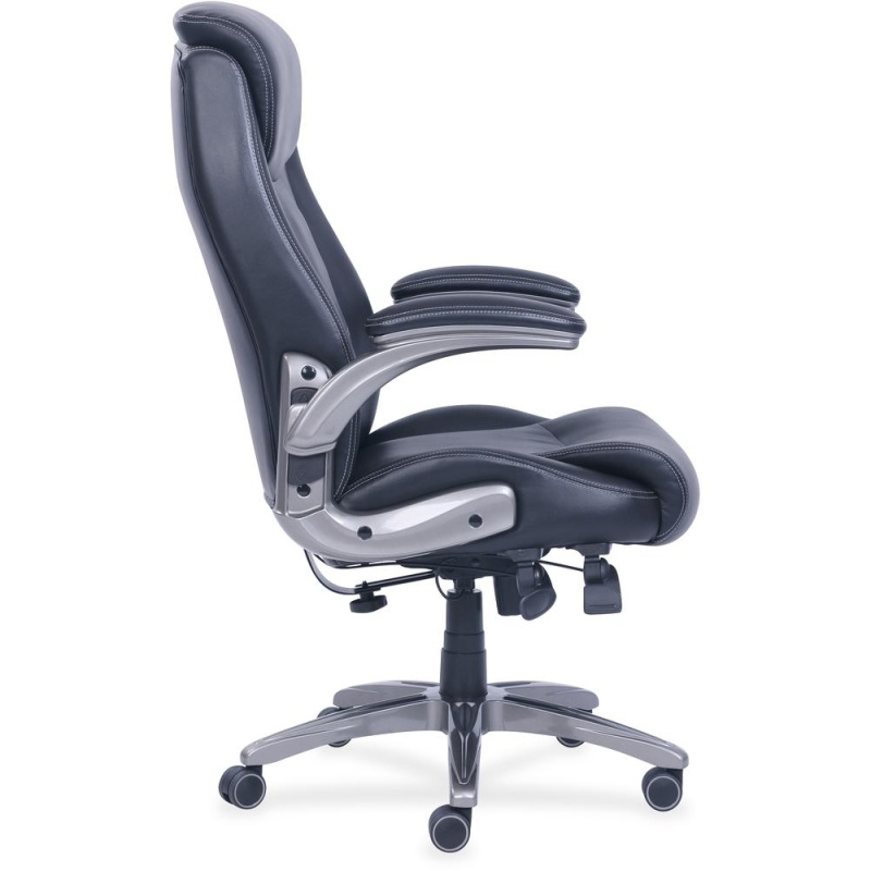Lorell Revive Executive Chair - Black Bonded Leather Seat - Black Bonded Leather Back - 5-Star Base - 1 Each