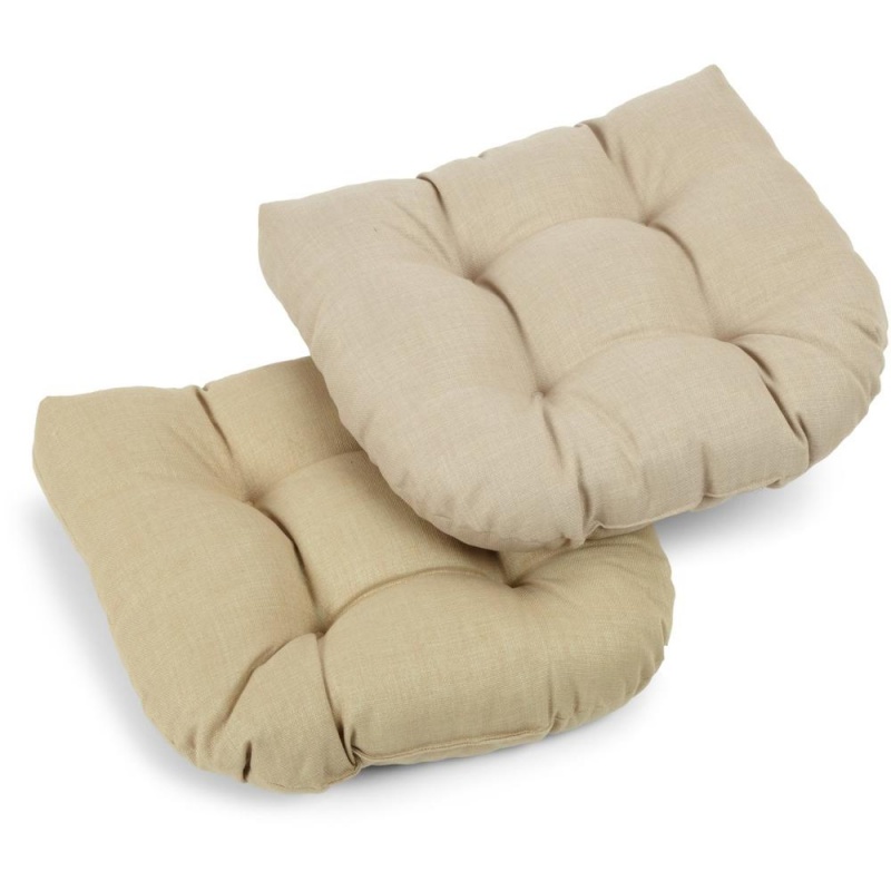 19-Inch U-Shaped Outdoor Spun Polyester Tufted Dining Chair Cushion (Set Of 2)