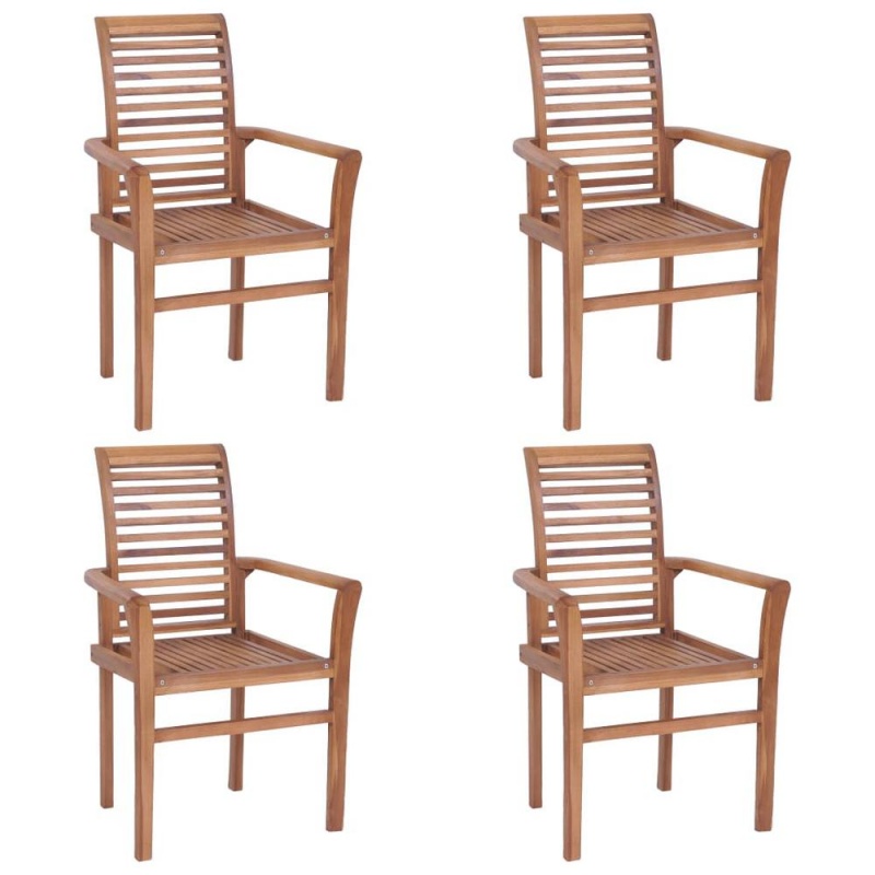 Vidaxl Dining Chairs 4 Pcs With Gray Cushions Solid Teak Wood 2638