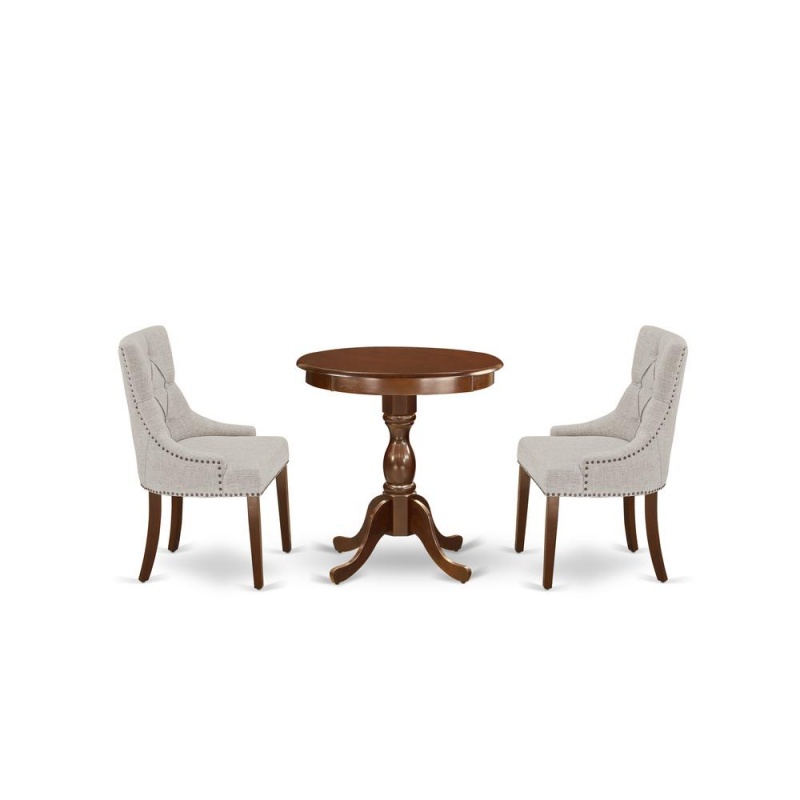 East West Furniture - Esfr3-Mah-05 - 3-Pc Dinette Table Set - 2 Dining Room Chairs And 1 Kitchen Dining Table (Mahogany Finish)