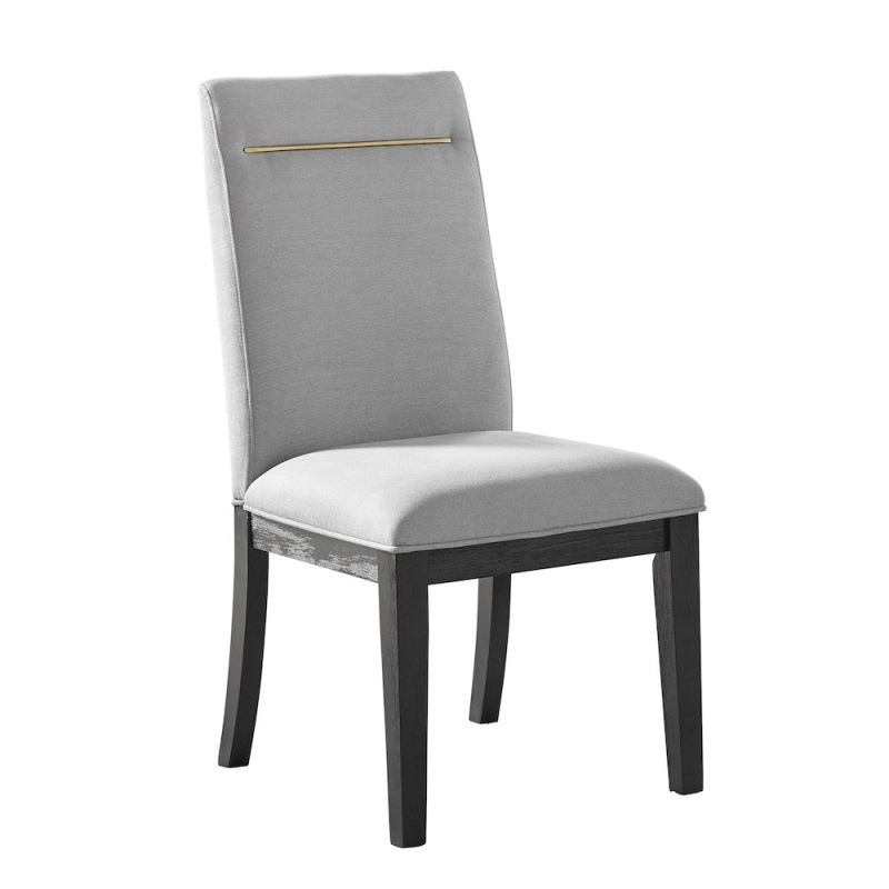 Yves Black Dining Table With 6 Grey Chairs