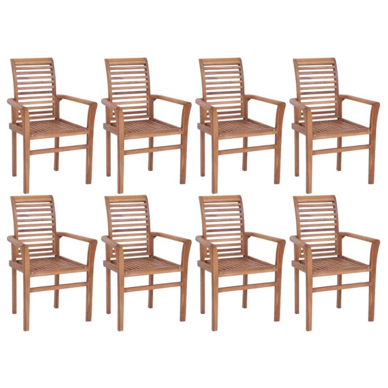 Vidaxl Stacking Dining Chairs 8 Pcs Solid Teak Wood 2945