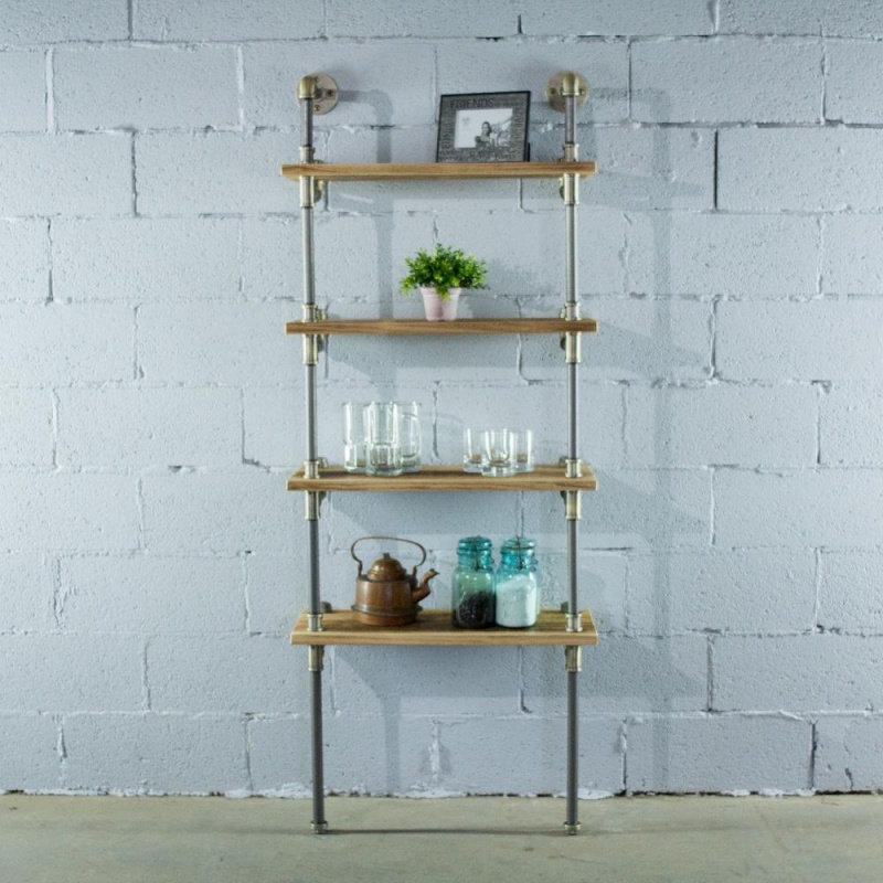 Lndustrial 67-Inch Tall 4-Shelf Open Bookcase And Display Unit With Reclaimed Wood Finish
