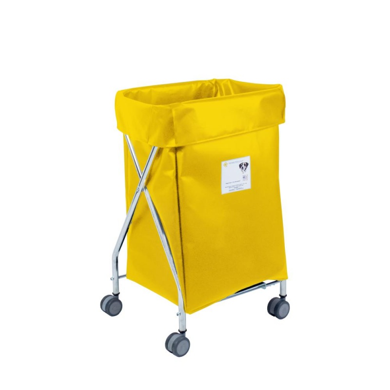 Narrow Collapsible Hamper With Yellow Vinyl Bag, 5 Bushel Capacity