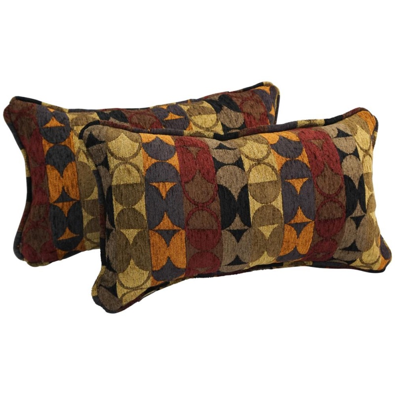 18-Inch Double-Corded Patterned Jacquard Chenille Rectangular Throw Pillows With Inserts (Set Of 2) 9811-Cd-S2-Jch-Co-37