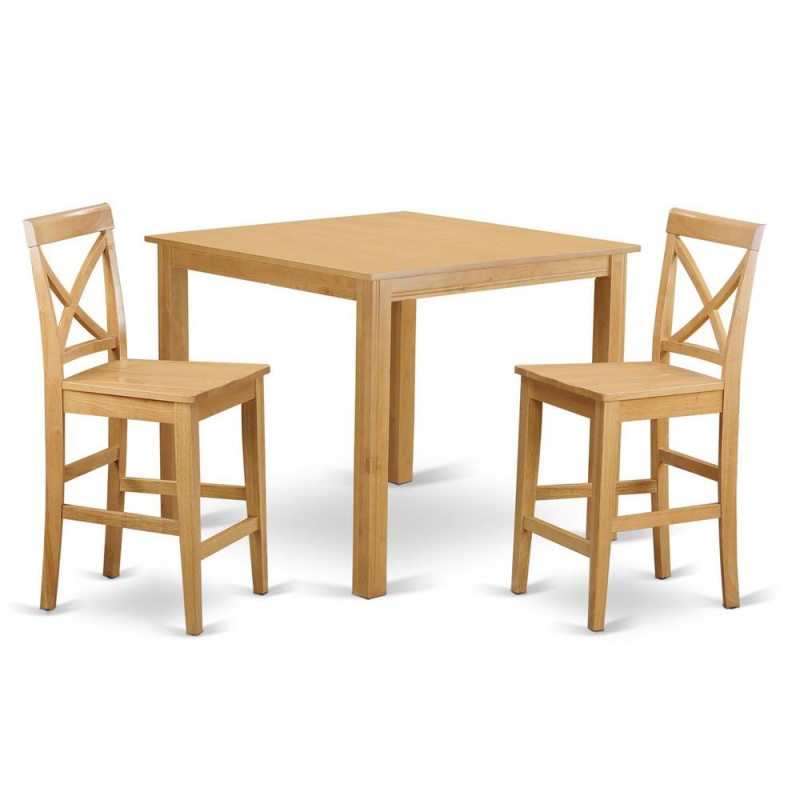 3 Pc Counter Height Dining Room Set-Pub Table And 2 Bar Stools