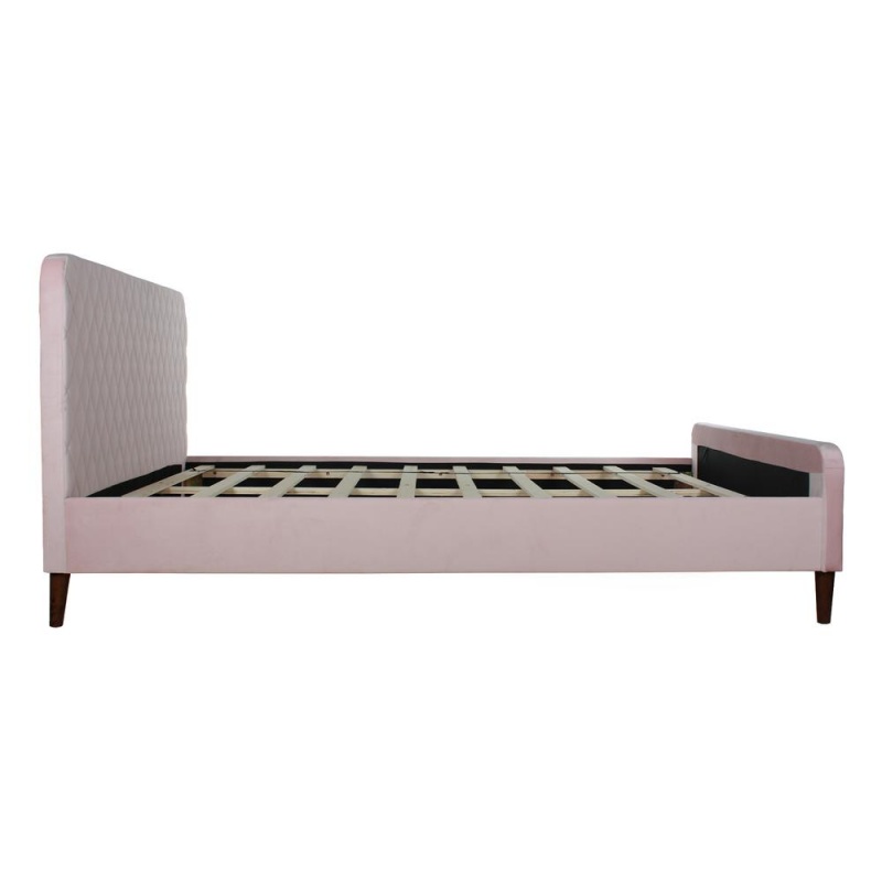 Better Home Products Roza Velvet Upholstered Queen Bed With Headboard Light Pink