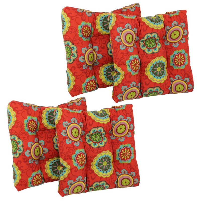 19-Inch Squared Spun Polyester Tufted Dining Chair Cushion (Set of Four)