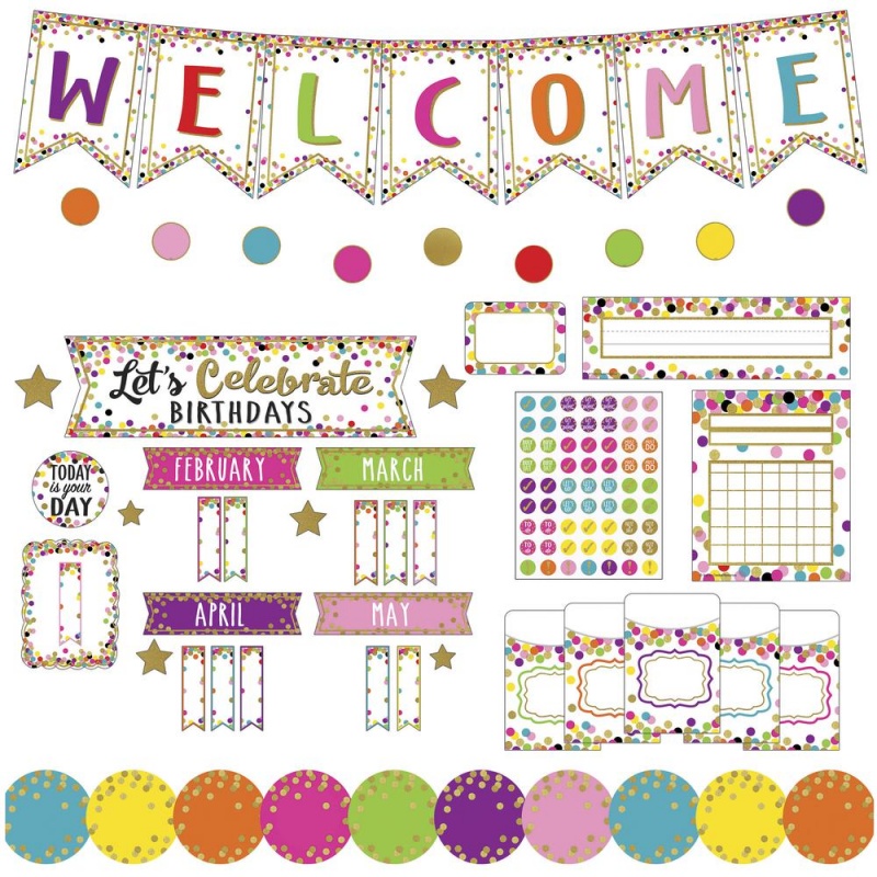 Teacher Created Resources Confetti Decor Bulletin Set - Fun, Learning Theme/Subject - Assorted - 1 / Set