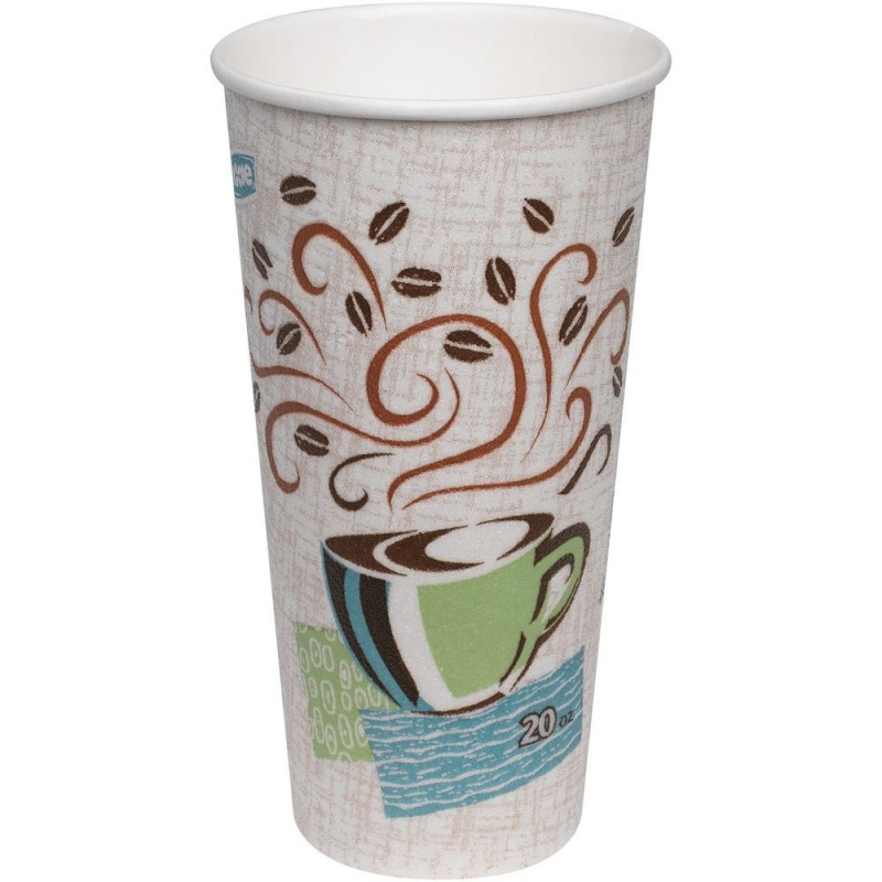 Dixie Perfectouch Insulated Paper Hot Coffee Cups By Gp Pro - 20 / Pack - 20 Fl Oz - 20 / Carton - White, Green, Brown - Paper - Hot Drink