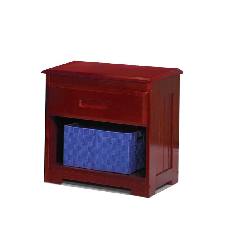 Solid Pine Nightstand With One Drawer And Open Storage In Merlot