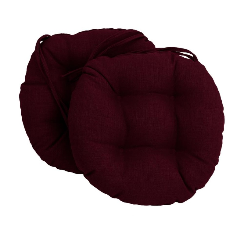 16-Inch Spun Polyester Solid Outdoor Round Tufted Chair Cushion