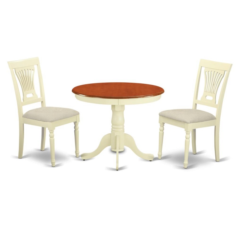 3 Pc Kitchen Nook Dining Set Round Table Plus 2 Chairs